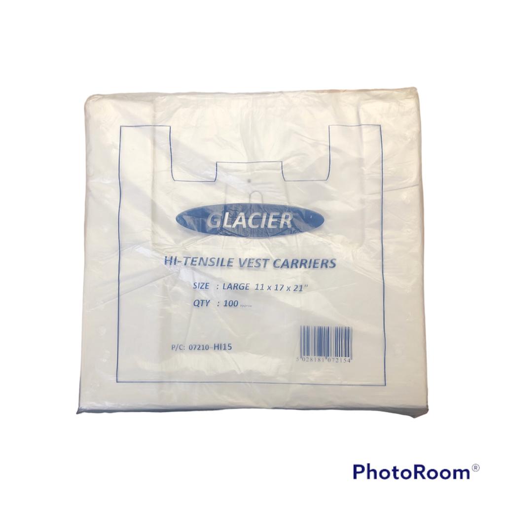 Plastic Carrier Bags large 11x17x21" (Pk100)