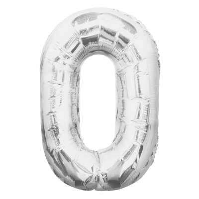 34" Helium Silver Number 0 Balloon (Pk5)