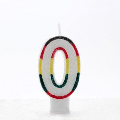 Multi Coloured Number 0 candle (Pk6)