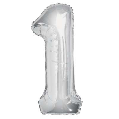 34" Helium Silver Number 1 Balloon (Pk5)