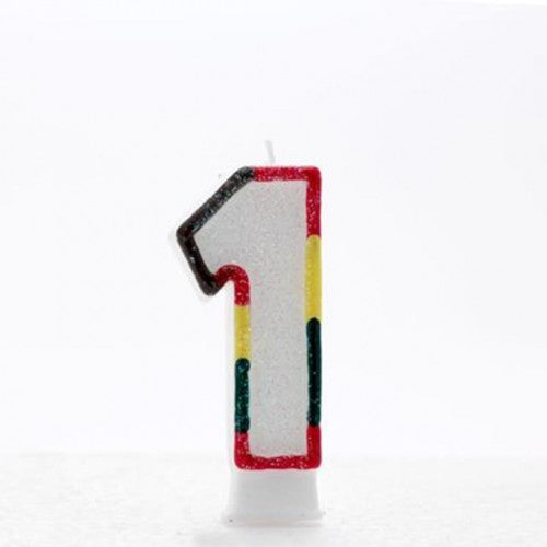 Multi Coloured Number 1 candle (Pk6)