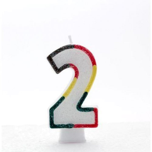 Copy of Multi Coloured Number 2 candle (Pk6)