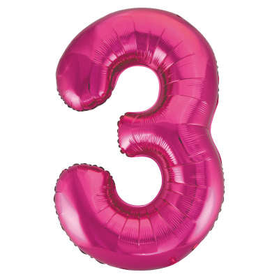 34" Helium Pink Number 3 Balloon (Pk5)