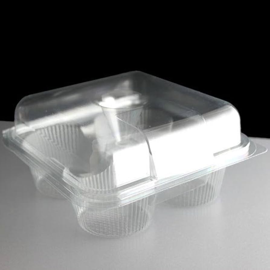 4 Plastic Hinged Cupcake Box or Pod(Pack Of 25)