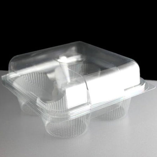 4 Plastic Hinged Cupcake Box or Pod(Pack Of 25)