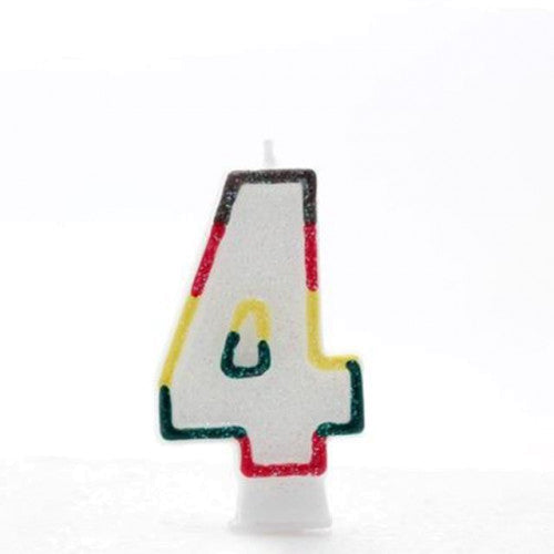 Multi Coloured Number 4 candle (Pk6)