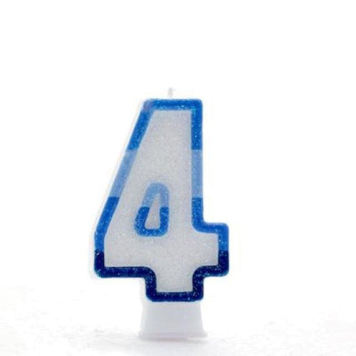 Blue Number 4 candle (Pk6)