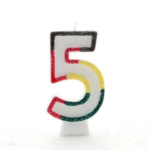 Multi Coloured Number 5 candle (Pk6)