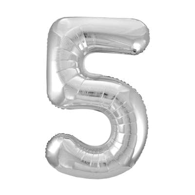 34" Helium Silver Number 5 Balloon (Pk5)