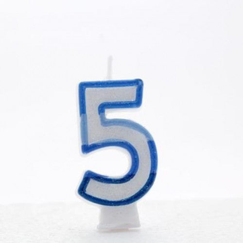 Blue Number 5 candle (Pk6)