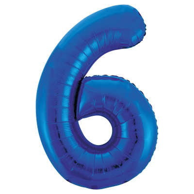 34" Helium Blue Number 6 Balloon (Pk5)