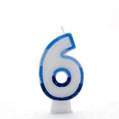 Blue Number 6 candle (Pk6)