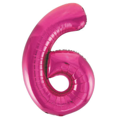 34" Helium Pink Number 6 Balloon (Pk5)
