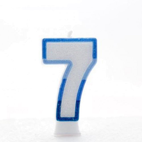 Blue Number 7 candle (Pk6)