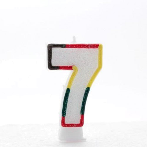 Multi Coloured Number 7 candle (Pk6)