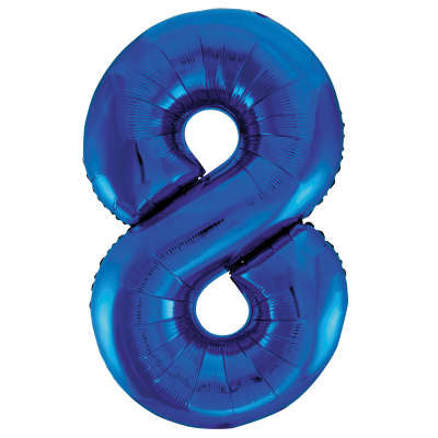 34" Helium Blue Number 8 Balloon (Pk5)