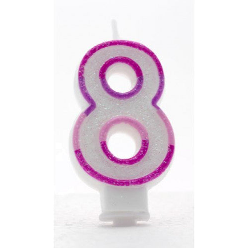 Pink Number 8 candle (Pk6)