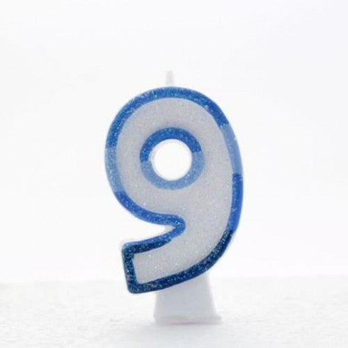 Blue Number 9 candle (Pk6)
