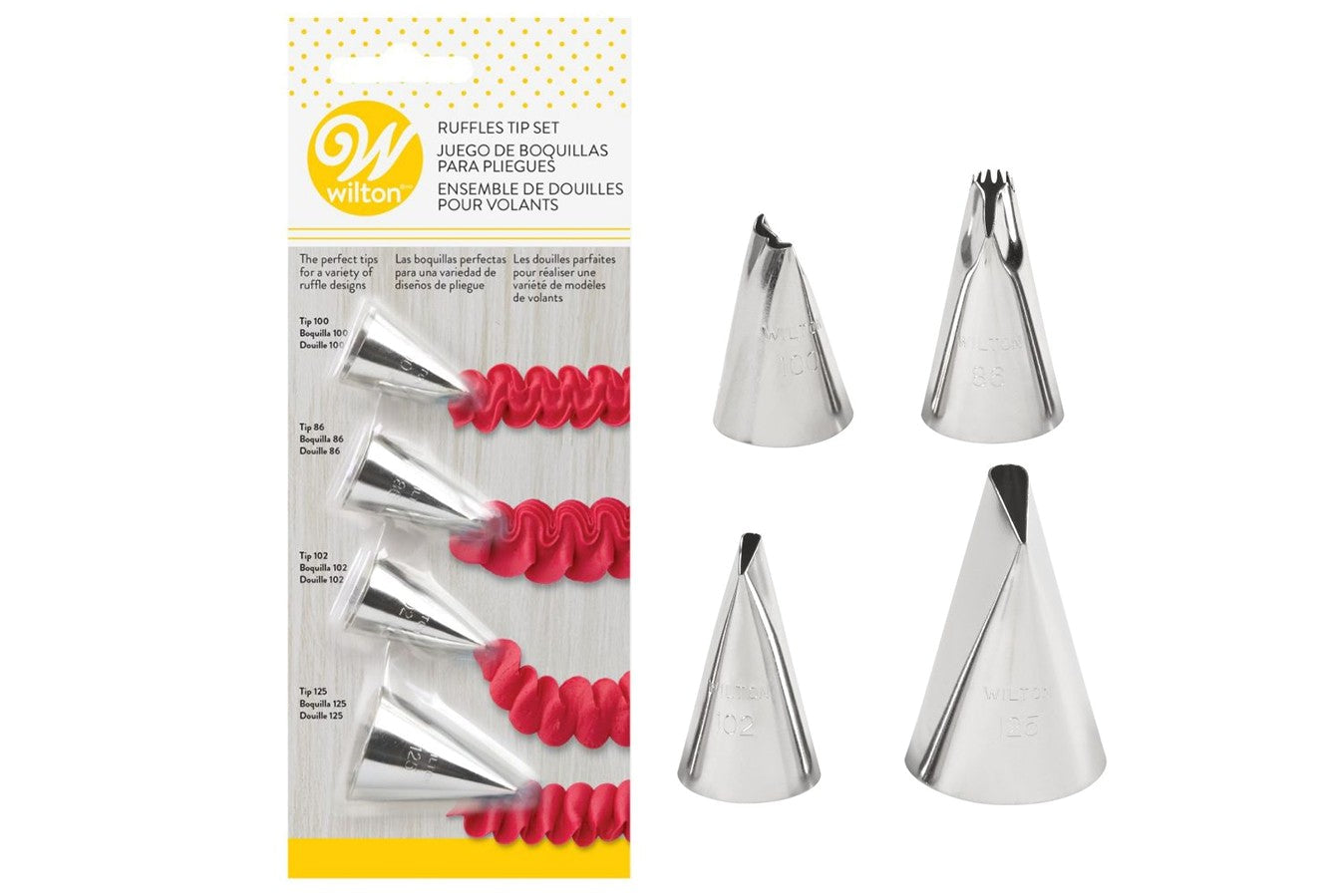 Wilton : #100, #86, #102 & #125 - Ruffles Tip Set