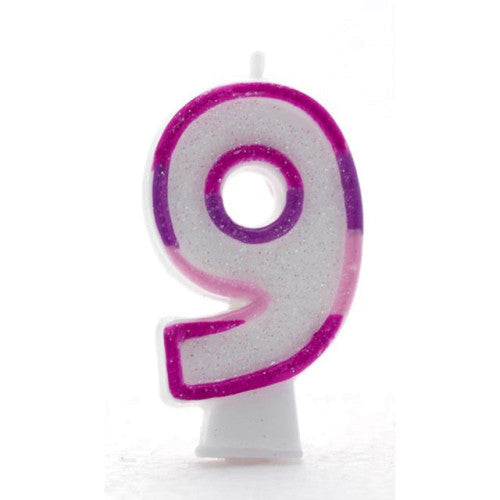 Pink Number 9 candle (Pk6)