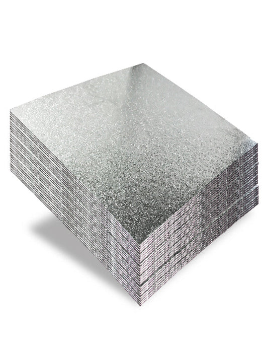 10'' Double Thick Square Cut Edge Cake Cards Silver Fern (3mm thick) (Pk10)