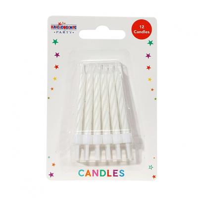 White Spiral Birthday Candles (Pk 6 Per Box)